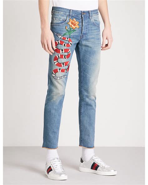 jeans gucci hombre precio|Gucci embroidered jeans men.